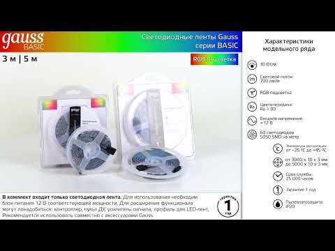 Миниатюра изображения товара Светодиодная лента Gauss Basic BT022