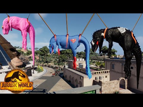 Jurassic World Evolution 2 T Rex Colors vs Yutyrannus vs Indominus Rex Dinosaurs Fighting