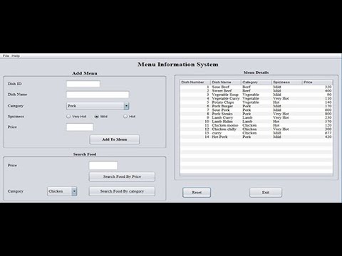Restaurant Menu Information System In Java Using Netbeans With Source Code