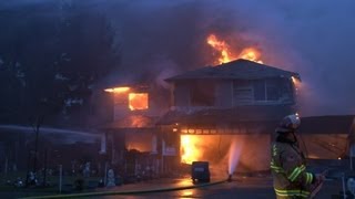 Two Alarm Fire Damages Five Homes Graham WA RAW Footage