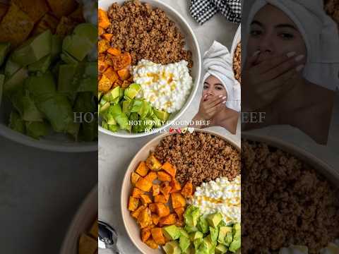 Easiest recipe ever… HOT HONEY GROUND BEEF BOWLS!! 🥩🍯🥑🍠