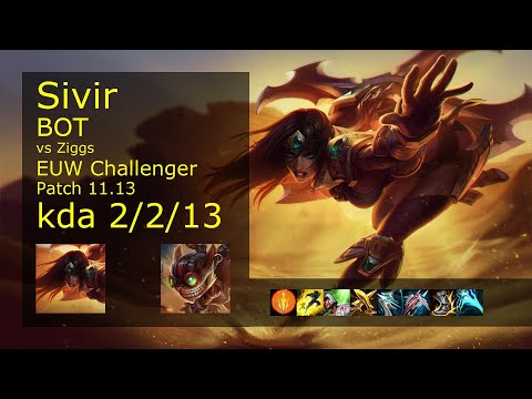 Sivir ADC vs Ziggs - EUW Challenger 2/2/13 Patch 11.13 Gameplay