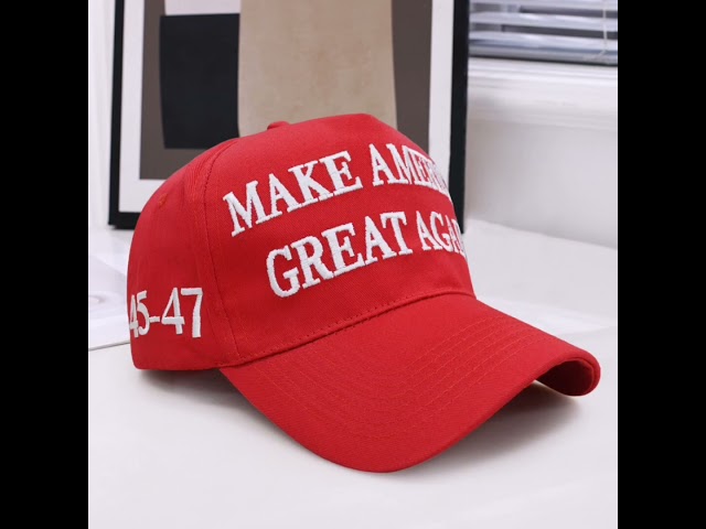 Vídeo relacionado con Gorra Trump MAGA Merchandise 45-47 Make America Great Again Hat Donald Trump 2024 Bandera de Estados Unidos Gorra de Béisbol Rosso Talla Única