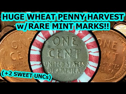 GREAT PENNY HARVEST - Tough Mint Marks & UNCs FOUND In $50 Penny Roll Search