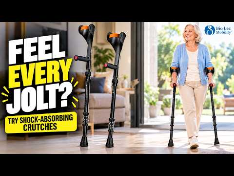 Shock Absorbing Crutches (Pair) | Fully Height Adjustable Forearm Suspension Crutches | Soft Touch Handles | Anti-Slip Rubber Tips
