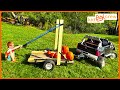 Flying pumpkin delivery with ride on truck and trailer. Educational pumpkin chunking | Kid Crew
