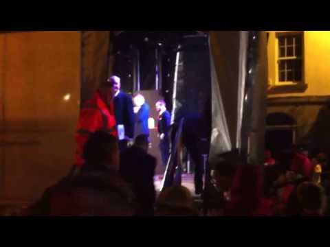 Sligo Rovers 2013 FAI Cup winners arriving on stage at City Hall, Sligo
