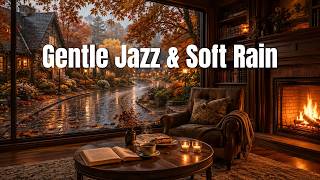 Cozy Autumn Forest Village 🍂 Gentle Jazz, Warm Fireplace & Soft Rain for Deep Relaxation
