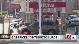 Gas prices continue to surge in North Carolina