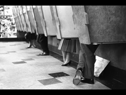 Vinyl listening booths to discover new music, 1950s