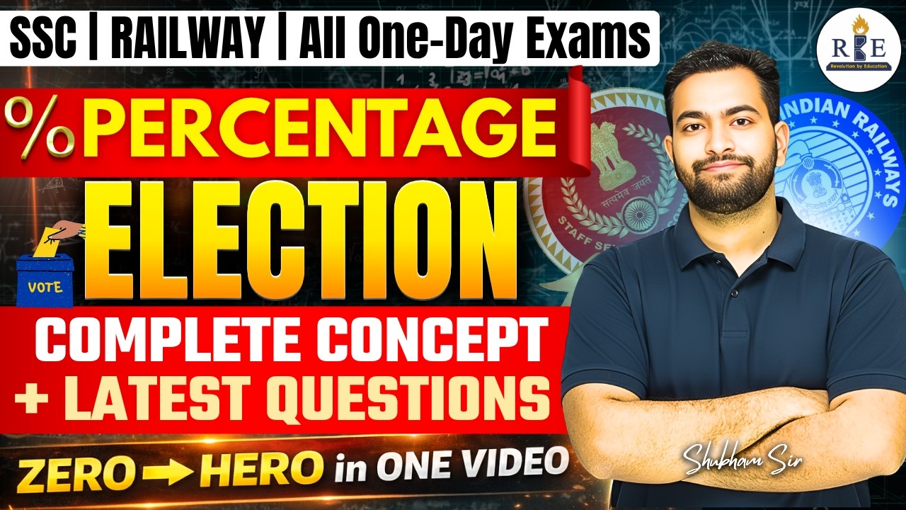 Election chapter marathon| Percentage Maths 3.0 |  Concept with Latest Questions | Shubham sir