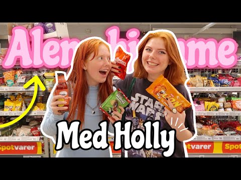 ALENE HJEMME MED HOLLY! *VLOG* Køber snacks, skater, party, film - Emmes