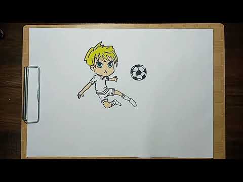 How to Draw a Cartoon Soccer Player Kicks Step by Step