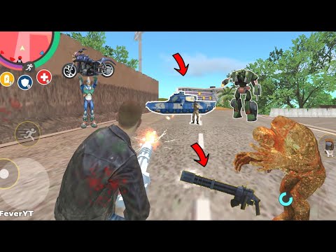 Rope Hero: Vice Town (Mutant Men Destroy US Army Tank) With White Machine Gun - Android Gameplay HD