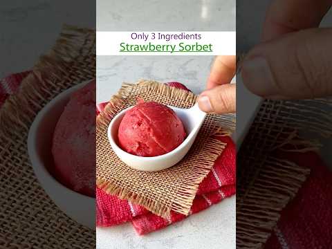 Simplest Ever Strawberry Sorbet - in a Blender - 3 Ingredient  #sorbet #strawberry
