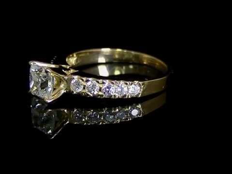 1.50 CT T.W. VS2 E PRINCESS CUT DIAMOND EXCLUSIVE NOVO RING 18K YELLOW GOLD