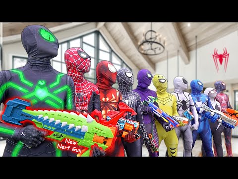 Wow , What If 10 Spider-Man in 1 House ?? Hey All SuperHeroes , Go To Trainning To Get New Nerf Gun