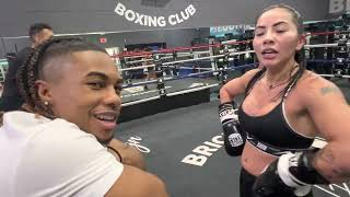 HEATED SPARRING LIL KYMCHII GINA BALENTINA & DEEN THE GREAT HOW HE GOT INTO BOXING - ESNEWS BOXING