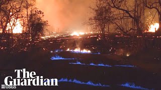 Hawaii volcano: blue flames burn in streets as methane escapes