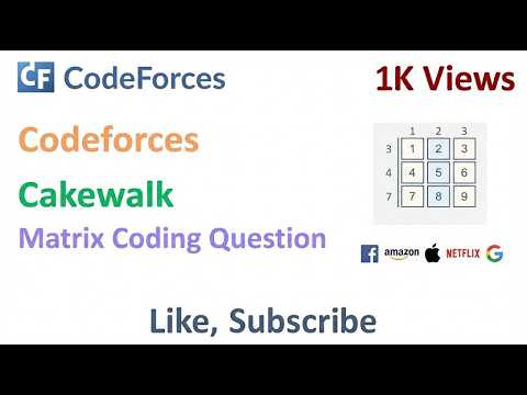 Codeforces Cakewalk Matrix Coding Question Solved Explained With Java Solution