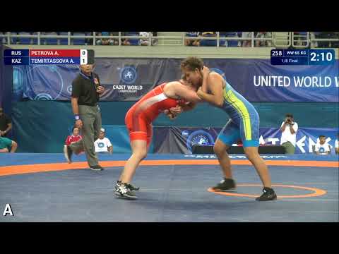 1/8 WW - 65 kg: A. TEMIRTASSOVA (KAZ) df. A. PETROVA (RUS) by VFA, 5-4