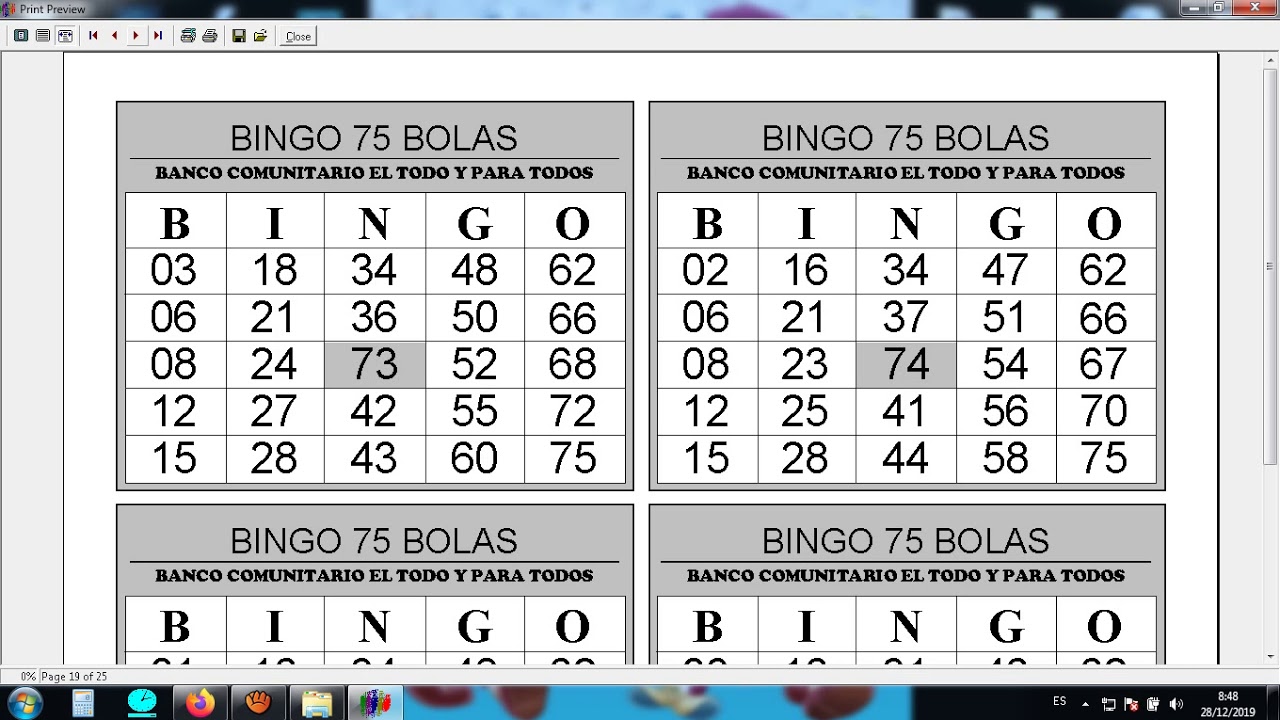 CARTONES DE BINGO + LICENCIA