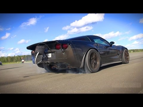 1500hp Twin Turbo C6 Corvette 200 mph test pulls on track!