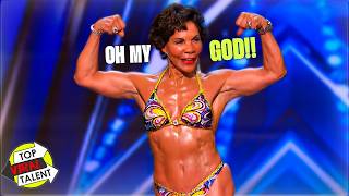 Guess Her AGE!! 😵‍💫 INSANE Bodybuilder Drops Jaws on America's Got Talent!