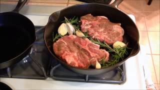 Cast Iron Skillet Lamb Chops with Garlic and Rosemary