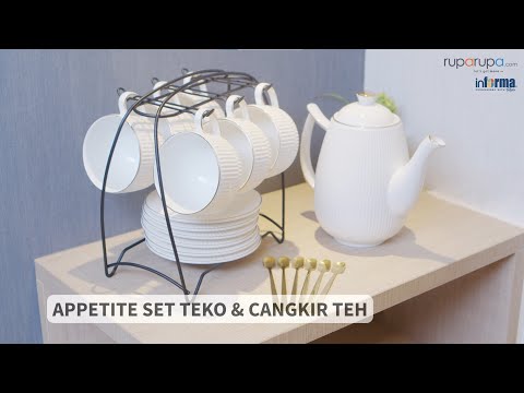Gambar Appetite Lailey Teko & Cangkir Porcelain Dengan Saucer 1.3 Liter Set 7 pcs - Putih