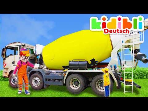 Die Kinder spielen mit einem Betonmischer | Die Kinder tun so, als würden sie spielen! ⛑ Kidibli