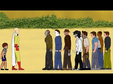 Saitama Vs Jason Voorhees, Michael Myers, Freddy, Jeff The Killer, Leatherface, GTA | dc2 animation.