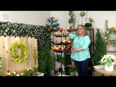 Plow & Hearth 3 Tier 84" Lotus Wind Spinner on QVC