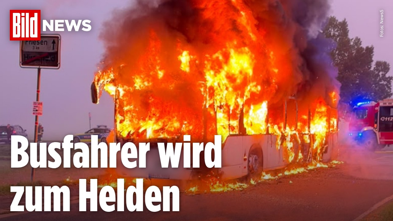 BAMBERG: 35 Schulkinder entkommen aus brennendem Bus „Busfahrer hat hier total richtig gehandelt!“