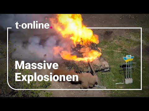 FPV drones attack: Triple explosion on T-90 tank
