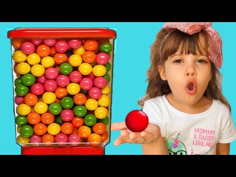 AVIEL Tali and Adeliya Plays with Sweets & Colorful Gumball Machine Toys for Kids