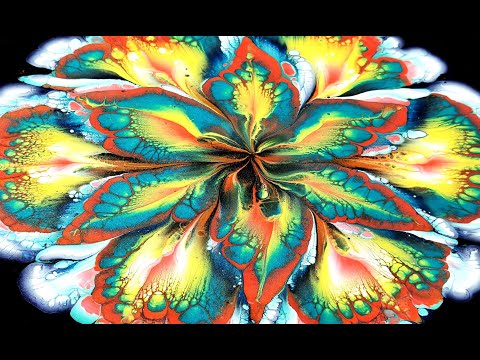 PVA GLUE pouring medium ~ Cup bottom reverse Flower dip ~ Step by step TUTORIAL