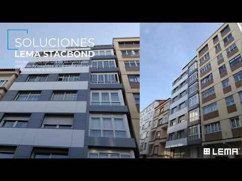 Fachada rehabilitada con sistemas constructivos LEMA STACBOND en Santiago de Compostela