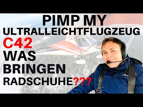 Endlich Radschuhe an meinem C42 Ultralleichtflugzeuge. Erster Testflug bei zu schlechtem Wetter