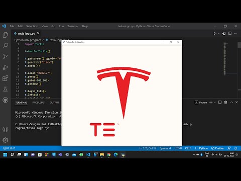 Draw Tesla Logo In Python Turtle Turtle Graphics Shorts Python Pythontutorial