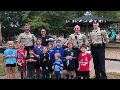Police officers surprise 9-year-old Virginia boy at birthday party