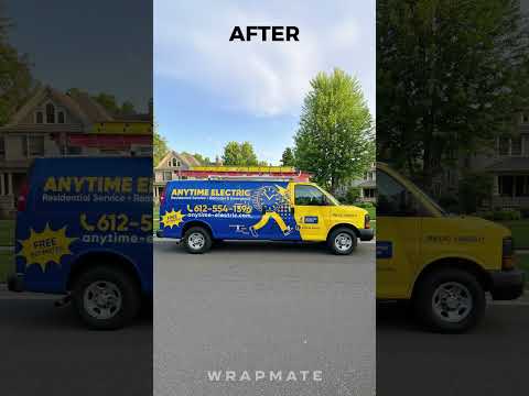 Full wrap Bold & Vibrant on a Chevrolet Express for Anytime Electric installed by Wrapmate in Minneapolis, MN