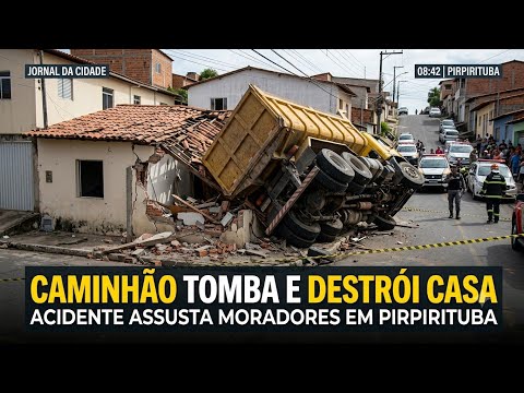 CAMINHÃO CAÇAMBA TOMBA SOBRE RESIDÊNCIA EM PIRPIRITUBA!