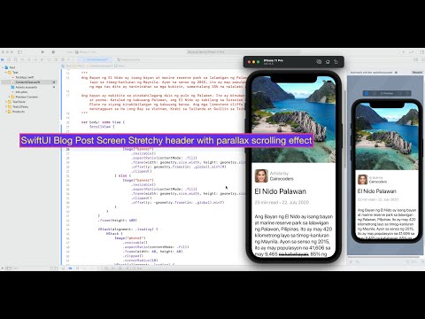 SwiftUI Blog Post Screen Stretchy header with parallax scrolling effect ContentView.swift