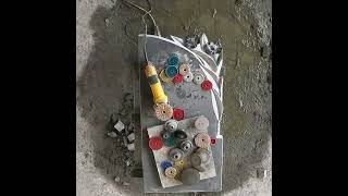 Creating the headstone with polished flowers