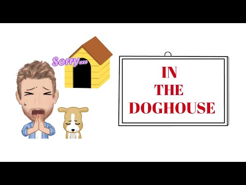 English Tutor Nick P Prepositional Phrase (101) In the Doghouse - Origin - Animated