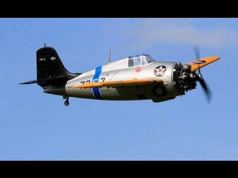 MAIDEN - GIANT 1/4 SCALE RC GRUMMAN F4F WILDCAT - MOKI 250cc 5 CLY RADIAL - NIGEL AT NLMFC  - 2015