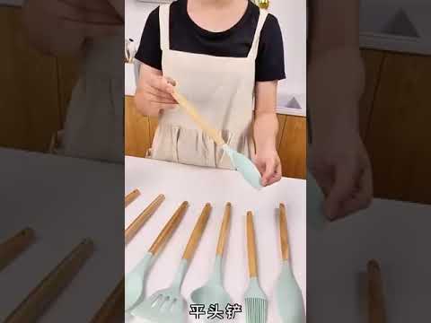 KIT CONJUNTO UTENSILIOS DE COZINHA SILICONE 19PÇS *