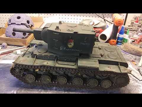 1/16th scale RC Russian KV-2 first test run.