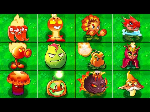 All Fire Plants LEVEL 999999 Power-Up! in Plants vs. Zombies 2 (PVZ2 Version 8.8.1)